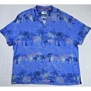 Tommy Bahama 100% Silk Hawaiian‎ Shirt Island Modern Fit Blue Floral Relax XL